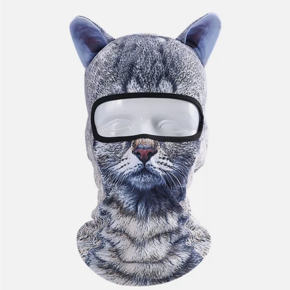 Breathable 3D Animal Printing Balaclava Cycling Hat Dog Cat Ears Full Face Mask